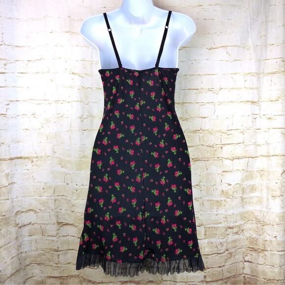 VTG Victorias Secret Slip Dress S Black Roses Ruffles Sexy Little Thing Y2K 90s - Picture 4 of 14